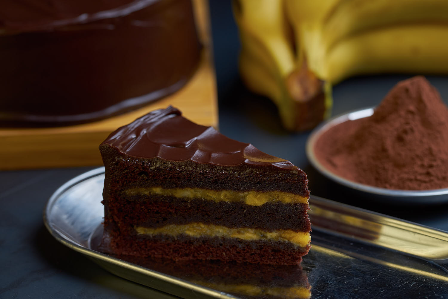 Awfully Chocolate signature banana chocolate cake perfectly baked.