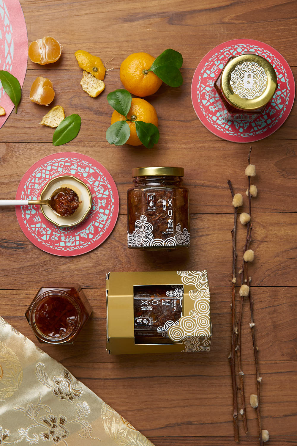 Tung Lok XO sauce packaged for Chinese New Year.