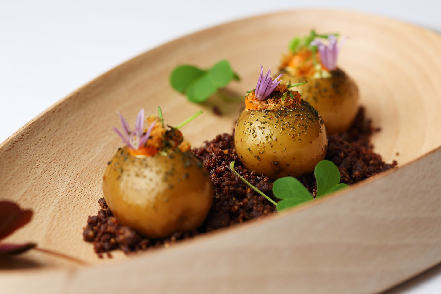 Macro shot of a garden like food art.
