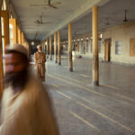A school hall converted into sleeping quarters at night in Malakand, Pakistan, August 2010.