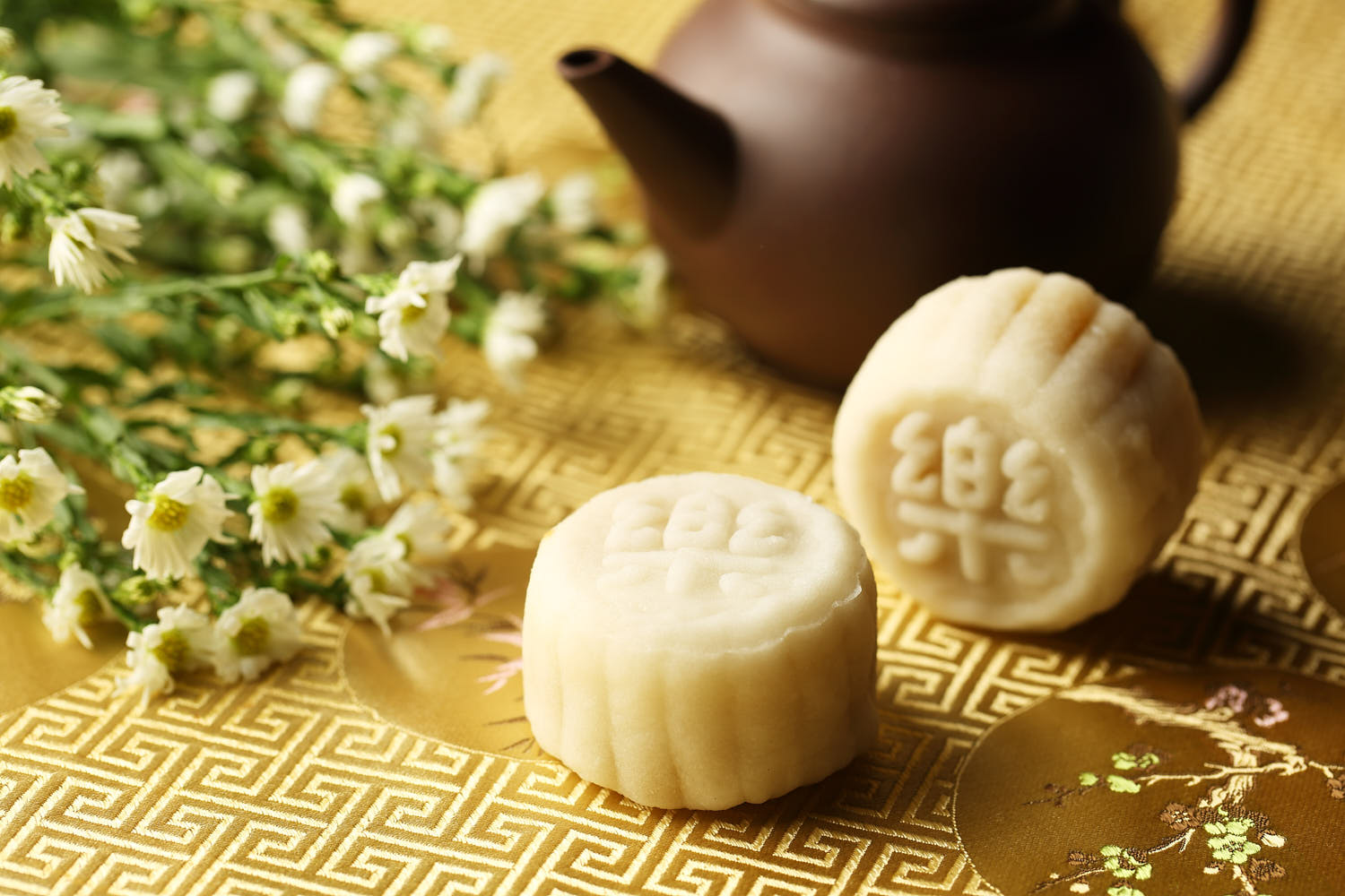 Close-up of traditional mooncake featuring detailed patterns, styled for TungLok.