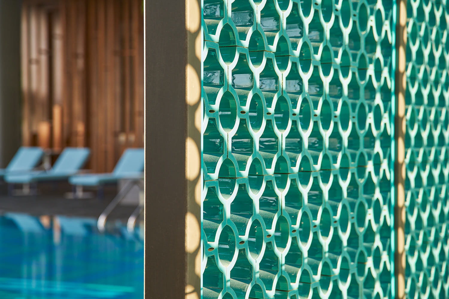 Entrance to the swimming pool area at Oasia Hotel.